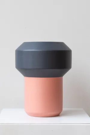 Fumario Ceramic Vase, 20cm - Dark Grey & Pink Vase,Flower Vase