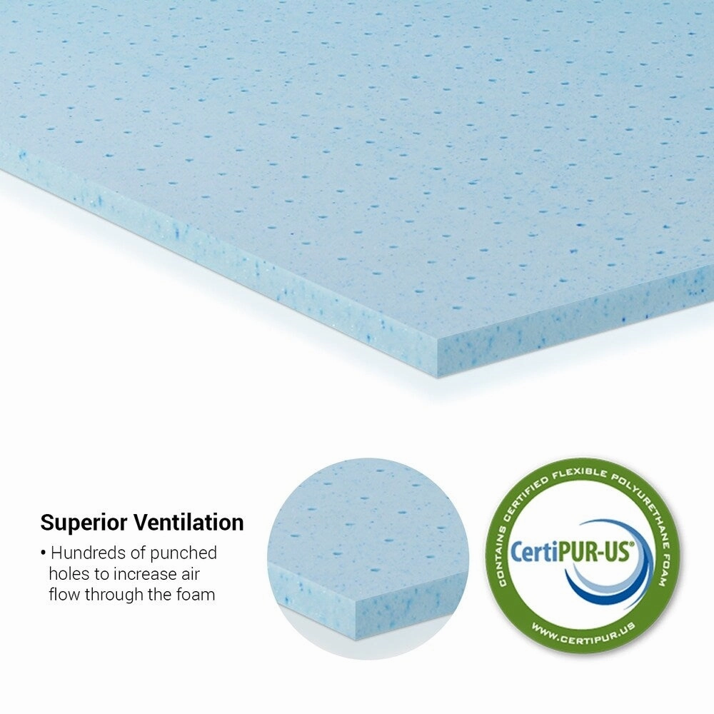 Furinno Angeland 2 INCH Cool Gel Ventilated Memory Foam Mattress Topper, TWIN