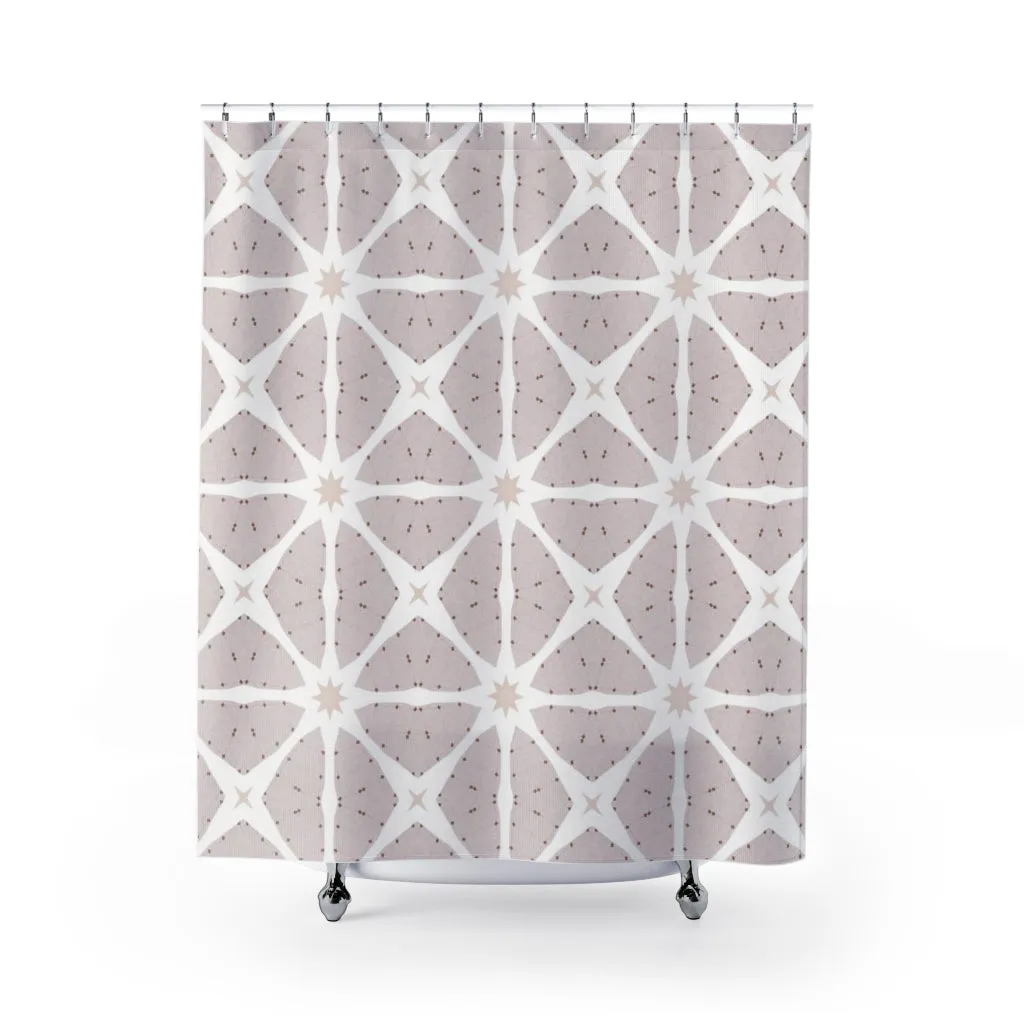 Geometric Shower Curtain | Beige Cream White