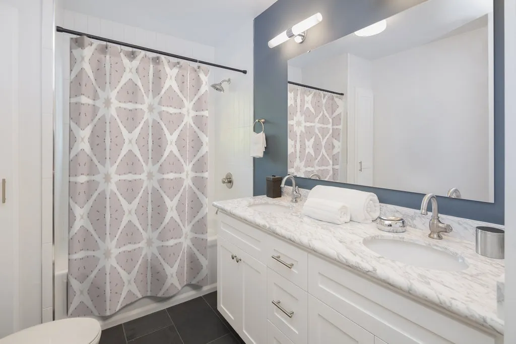 Geometric Shower Curtain | Beige Cream White