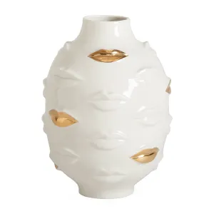 Gilded Porcelain Round Vase | Jonathan Adler Gala Vase,Glass Vase