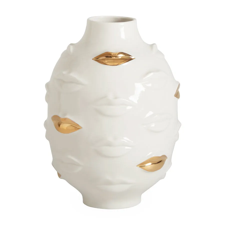 Gilded Porcelain Round Vase | Jonathan Adler Gala Vase,Glass Vase