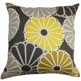 Gisela Floral Euro Sham Yellow and Gray pillowcases,cotton pillow covers,bed linen