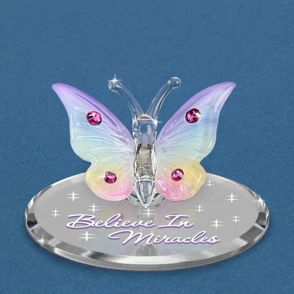 Glass Baron Believe in Miracles Butterfly Figurine Decorative Mirror,Home Decor Mirror