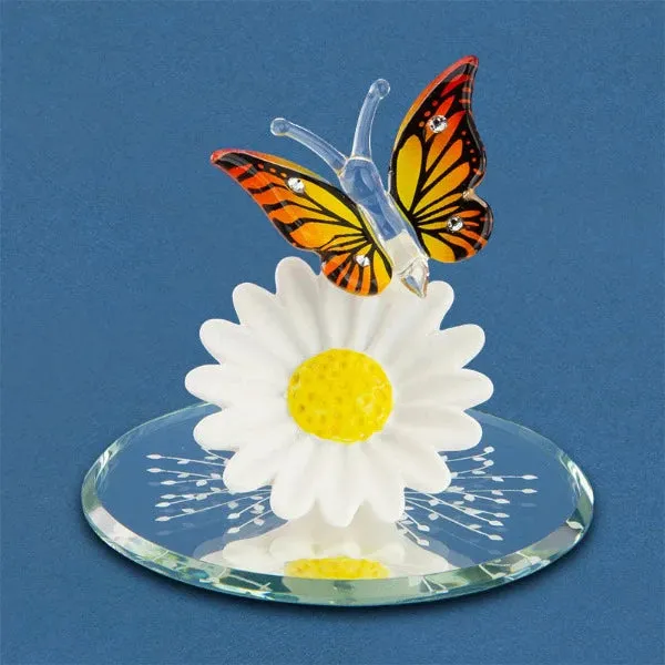 Glass Baron Butterfly Daisy Figurine Decorative Mirror,Home Decor Mirror