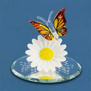 Glass Baron Butterfly Daisy Figurine Decorative Mirror,Home Decor Mirror