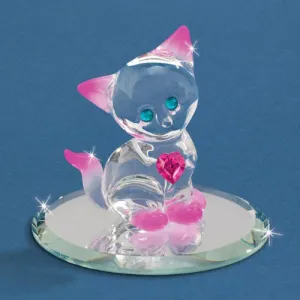 Glass Baron Crystal Kitty Glass Figurine Decorative Mirror,Home Decor Mirror