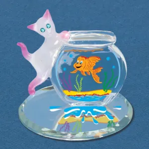 Glass Baron Fishbowl Kitty Glass Figurine Decorative Mirror,Home Decor Mirror