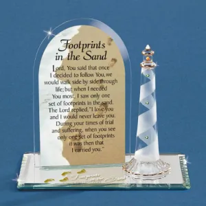 Glass Baron Footprints in the Sand Glass Figurine Decorative Mirror,Home Decor Mirror