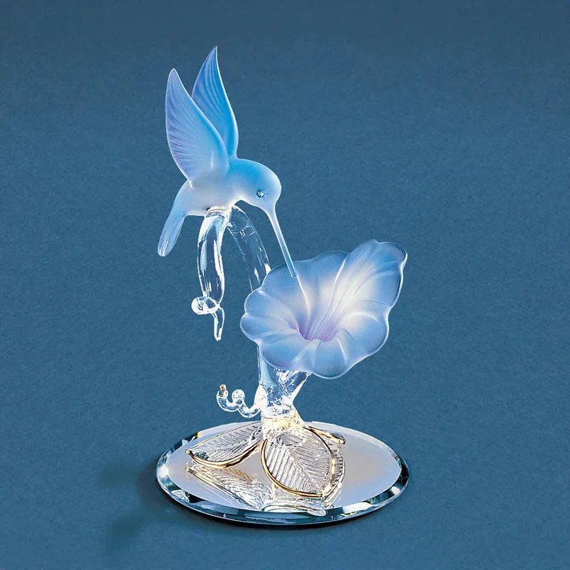 Glass Baron Hummingbird with Blue Flower Decorative Mirror,Home Decor Mirror