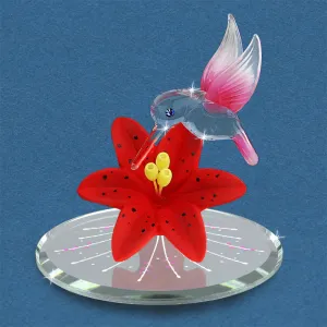 Glass Baron Hummingbird with Red Lily Decorative Mirror,Home Decor Mirror