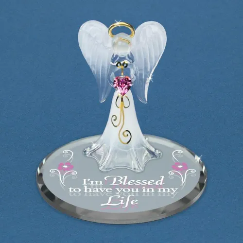 Glass Baron I Am Blessed To Have You In My Life Angel Glass Figurine Decorative Mirror,Home Decor Mirror