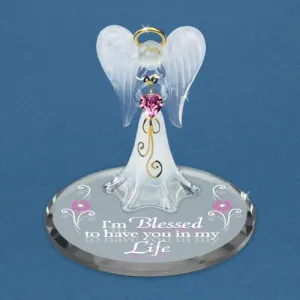 Glass Baron I Am Blessed To Have You In My Life Angel Glass Figurine Decorative Mirror,Home Decor Mirror