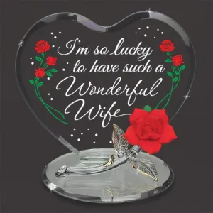 Glass Baron I'm So Lucky To Have You As My Wife Rose Glass Figurine Decorative Mirror,Home Decor Mirror