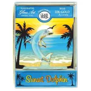 Glass Baron Keepsake Box: Sunset Dolphin Glass Figurine Decorative Mirror,Home Decor Mirror