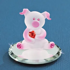 Glass Baron Loveable Pig Glass Figurine Decorative Mirror,Home Decor Mirror