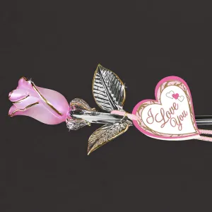 Glass Baron Pink Pearl Rose "I Love You" Decorative Mirror,Home Decor Mirror