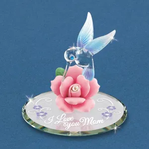 Glass Baron "I Love You Mom" with Hummingbird Figurine Decorative Mirror,Home Decor Mirror