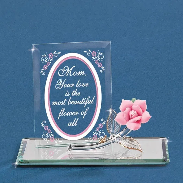 Glass Baron "Most Beautiful Flower" Mom Figurine Decorative Mirror,Home Decor Mirror