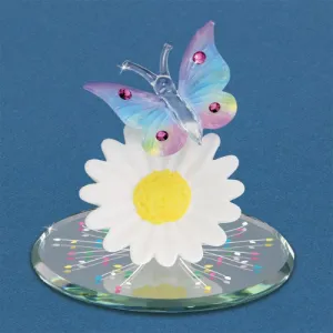 Glass Baron Rainbow Butterfly on Daisy Glass Figurine Decorative Mirror,Home Decor Mirror