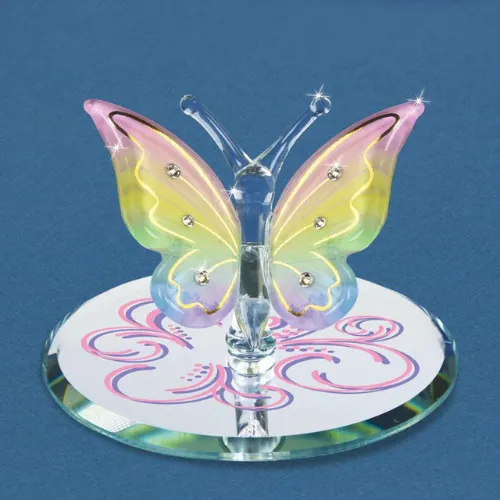 Glass Baron Rainbow Flutter Butterfly Glass Figurine Decorative Mirror,Home Decor Mirror