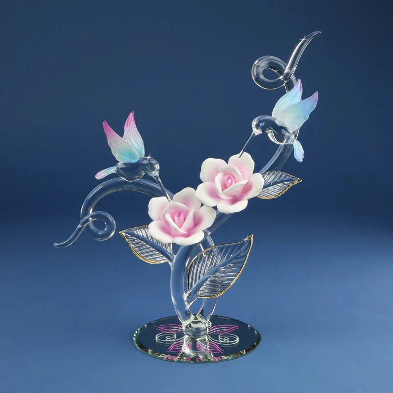 Glass Baron Rose Garden with Hummingbirds Decorative Mirror,Home Decor Mirror