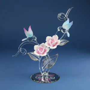 Glass Baron Rose Garden with Hummingbirds Decorative Mirror,Home Decor Mirror