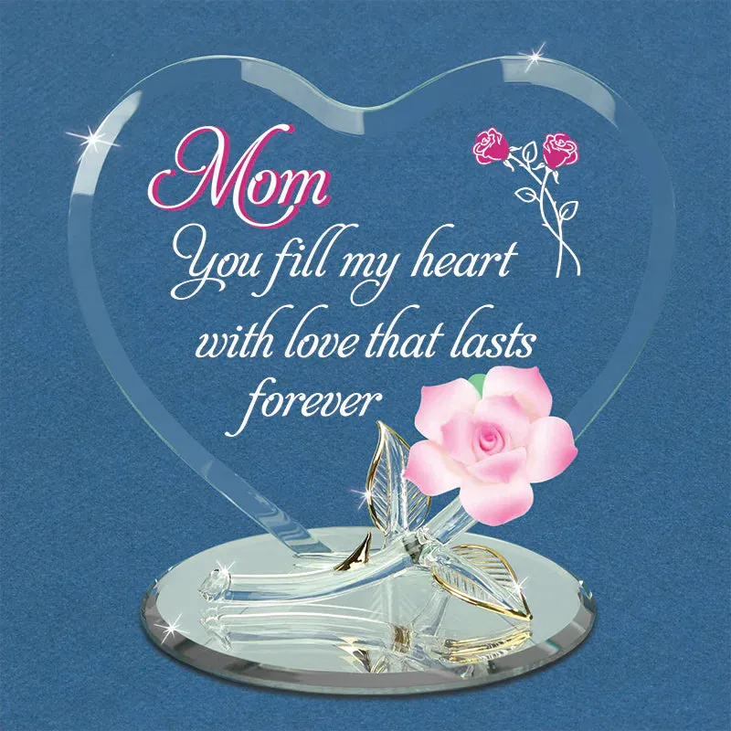 Glass Baron Rose "Mom You Fill My Heart" Decorative Mirror,Home Decor Mirror