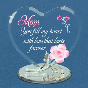 Glass Baron Rose "Mom You Fill My Heart" Decorative Mirror,Home Decor Mirror