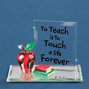 Glass Baron To Teach, Apple with Books Figurine Decorative Mirror,Home Decor Mirror