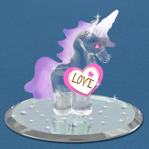 Glass Baron Unicorn "Love" Glass Figurine Decorative Mirror,Home Decor Mirror