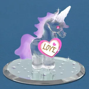 Glass Baron Unicorn "Love" Glass Figurine Decorative Mirror,Home Decor Mirror