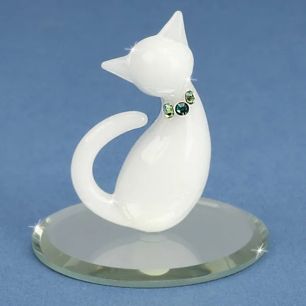 Glass Baron White Cat Figurine Decorative Mirror,Home Decor Mirror