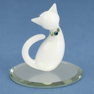 Glass Baron White Cat Figurine Decorative Mirror,Home Decor Mirror