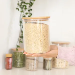 Glass Storage Jar with Bamboo Lid - 2L Figurines,Decorative Ornaments