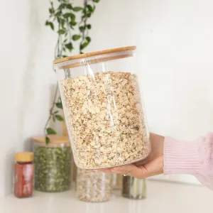 Glass Storage Jar with Bamboo Lid - 3L Figurines,Decorative Ornaments