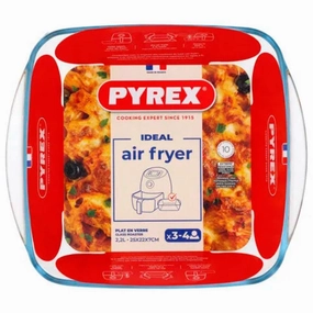 Glass Baking Dish (25x22cm) AIR FRYER Transparent Kitchen,modern kitchen essentials
