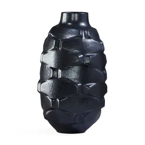 Glazed Black Stoneware Vase | Jonathan Adler Grenade Brick Vase,Glass Vase