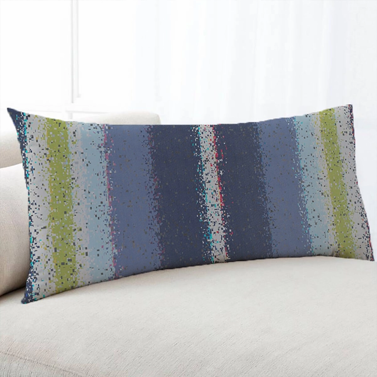 GLITCH BLUE Body Pillow By Kavka Designs - Blue, Purple, Green, Ivory