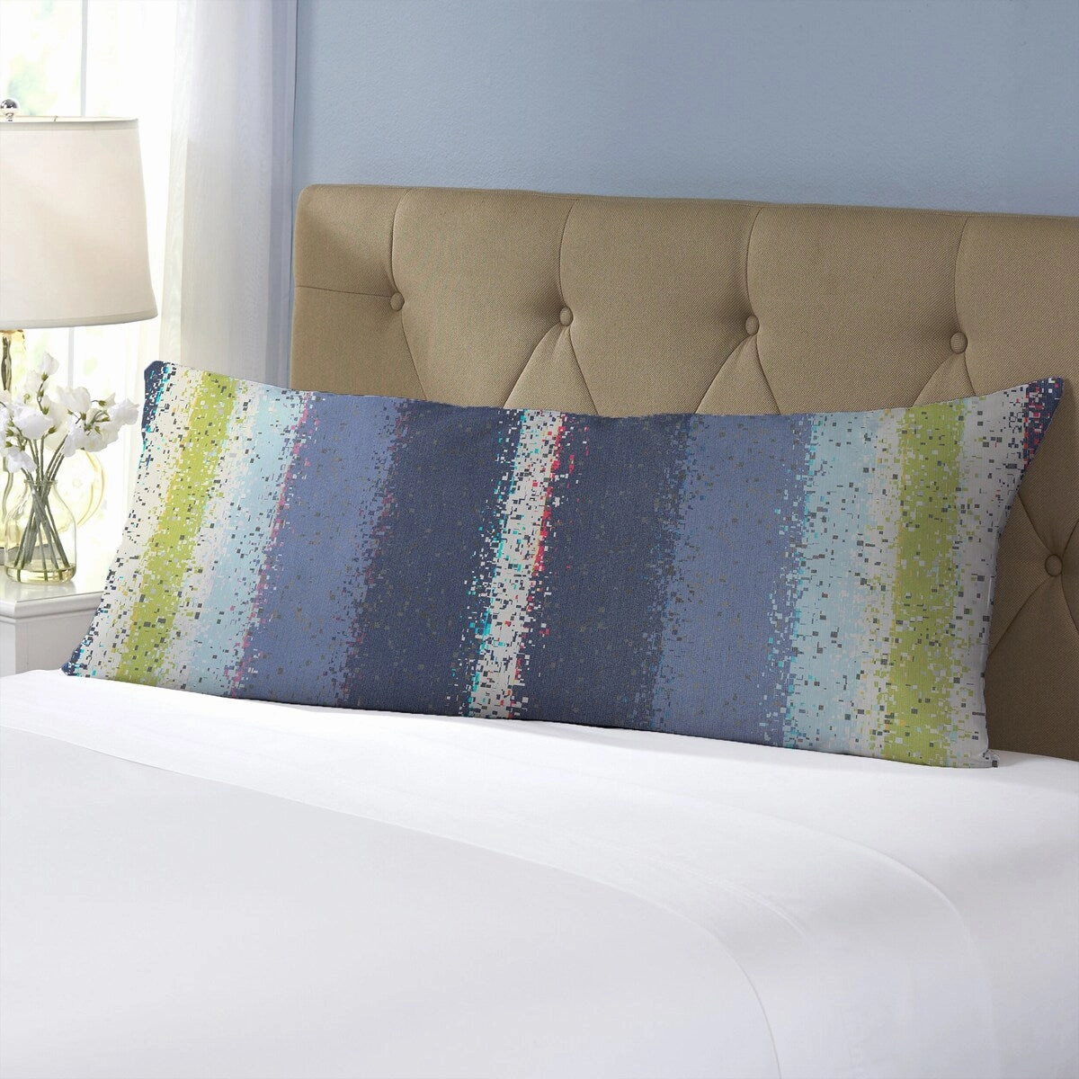 GLITCH BLUE Body Pillow By Kavka Designs - Blue, Purple, Green, Ivory