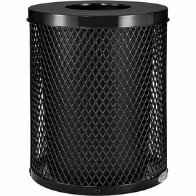 Global Thermoplastic Coated 32 Gallon Mesh Receptacle w/Flat Lid - Black - blue -green