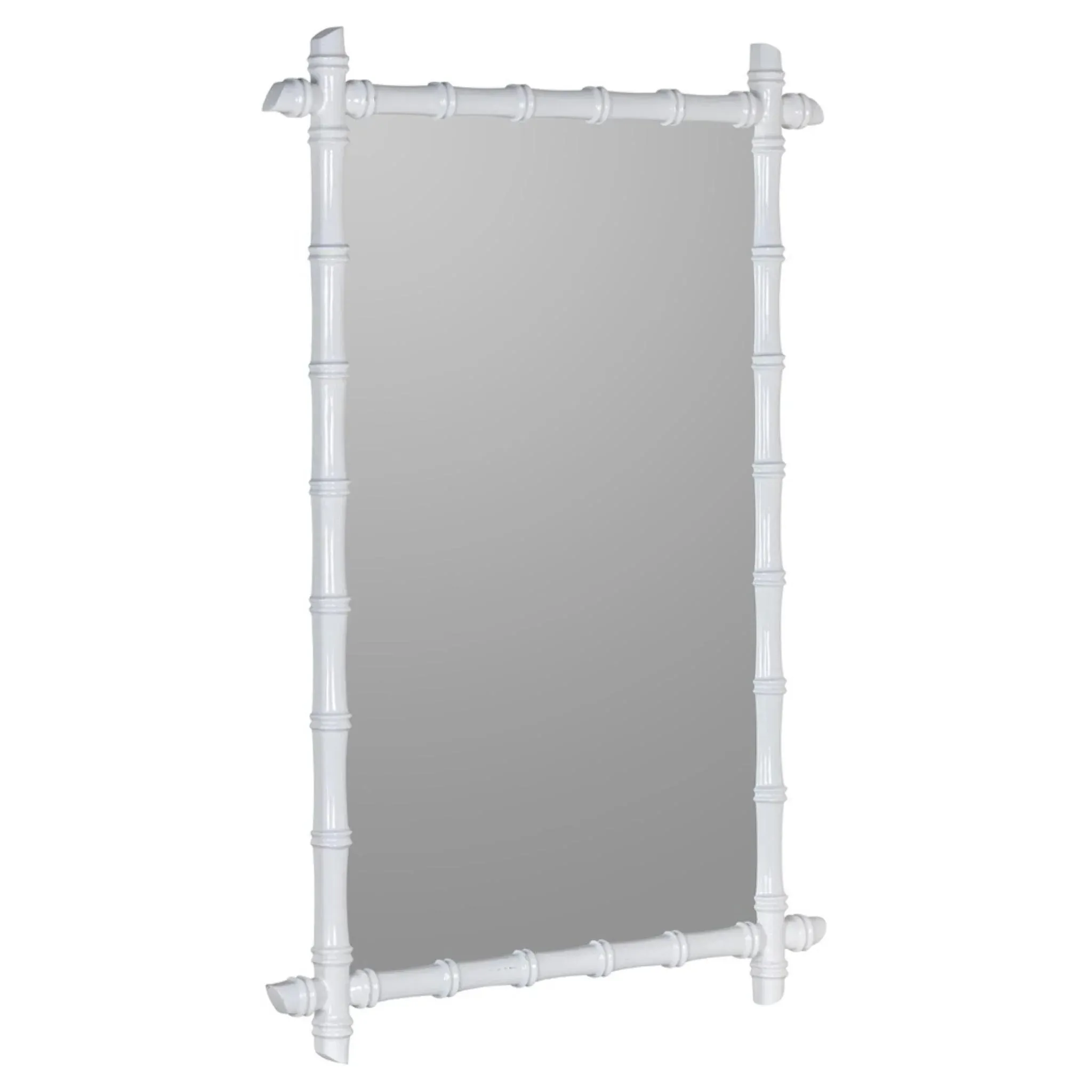 Glossy White Bamboo Inspired Framed Mirror