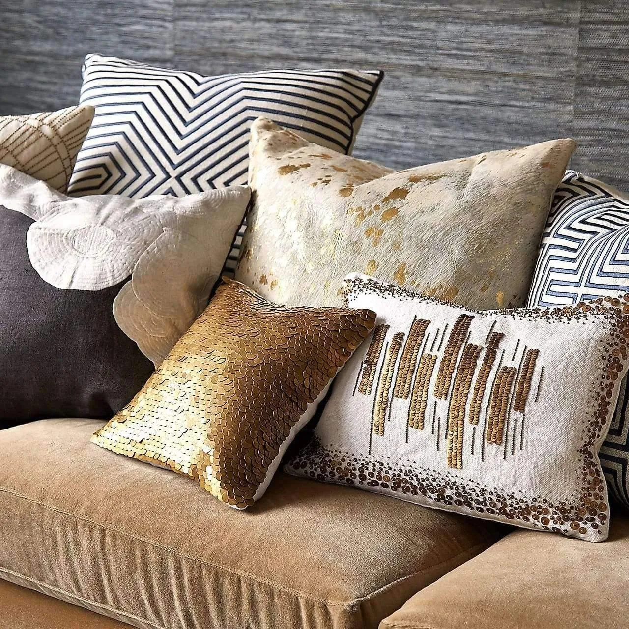 Gold Acid Wash Cowhide Pillow