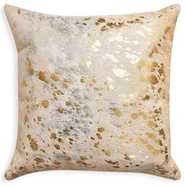 Gold Acid Wash Cowhide Pillow storage cart, utility cart
