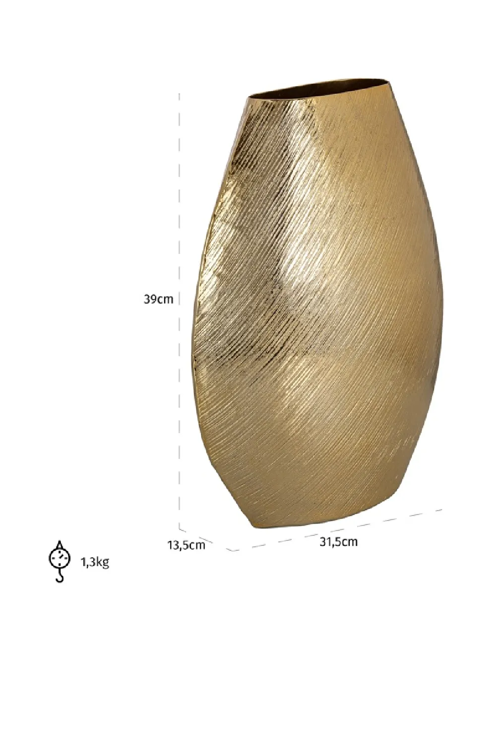 Gold Aluminium Vase L | OROA Evey
