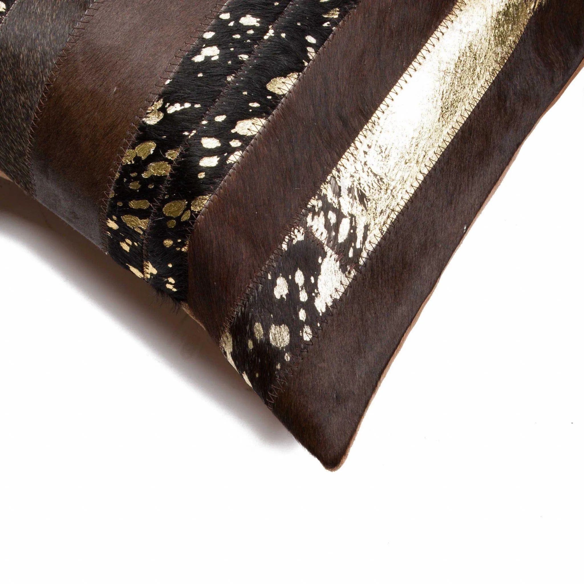 Gold & Chocolate Cowhide Pillows