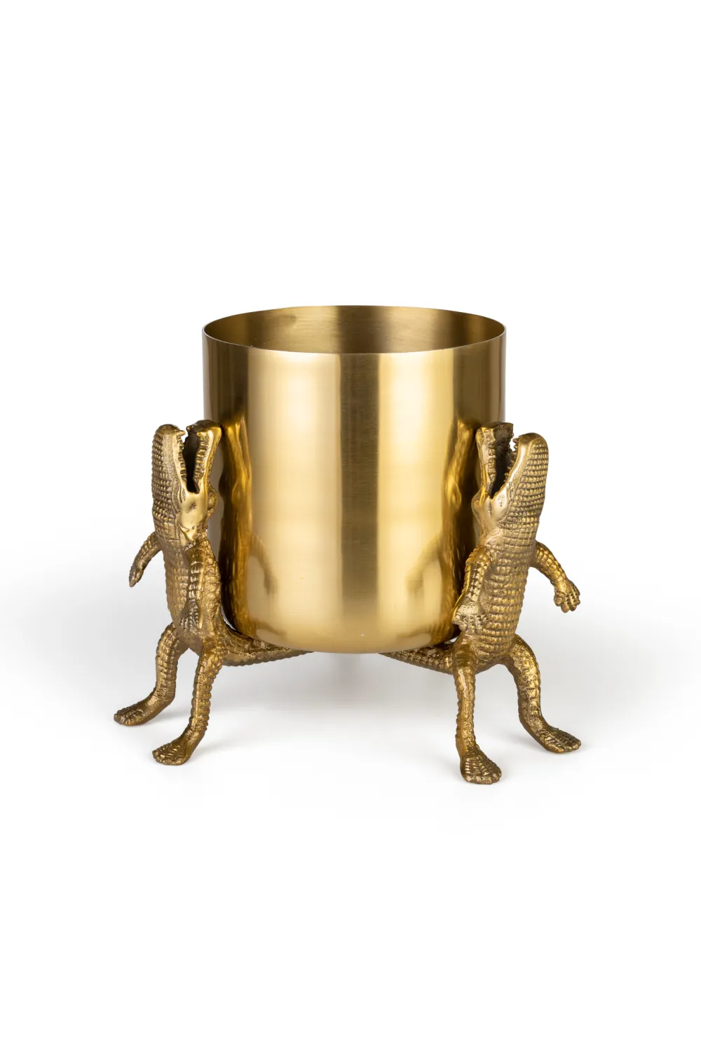Gold Lacquered Vase | Bold Monkey Surrounded by Crocodiles Vase,Glass Vase