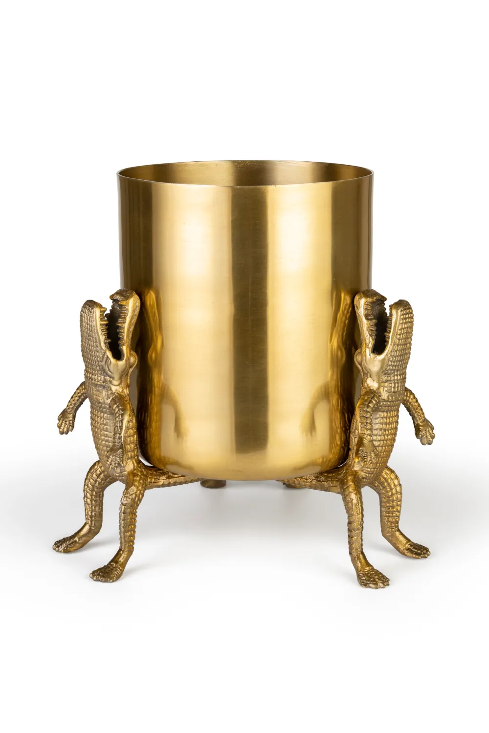 Gold Lacquered Vase | Bold Monkey Surrounded by Crocodiles