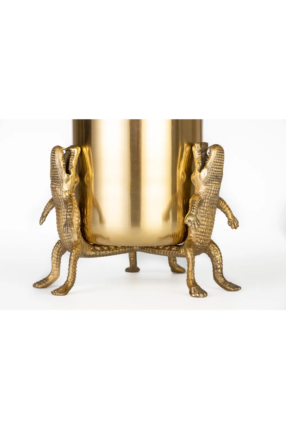 Gold Lacquered Vase | Bold Monkey Surrounded by Crocodiles
