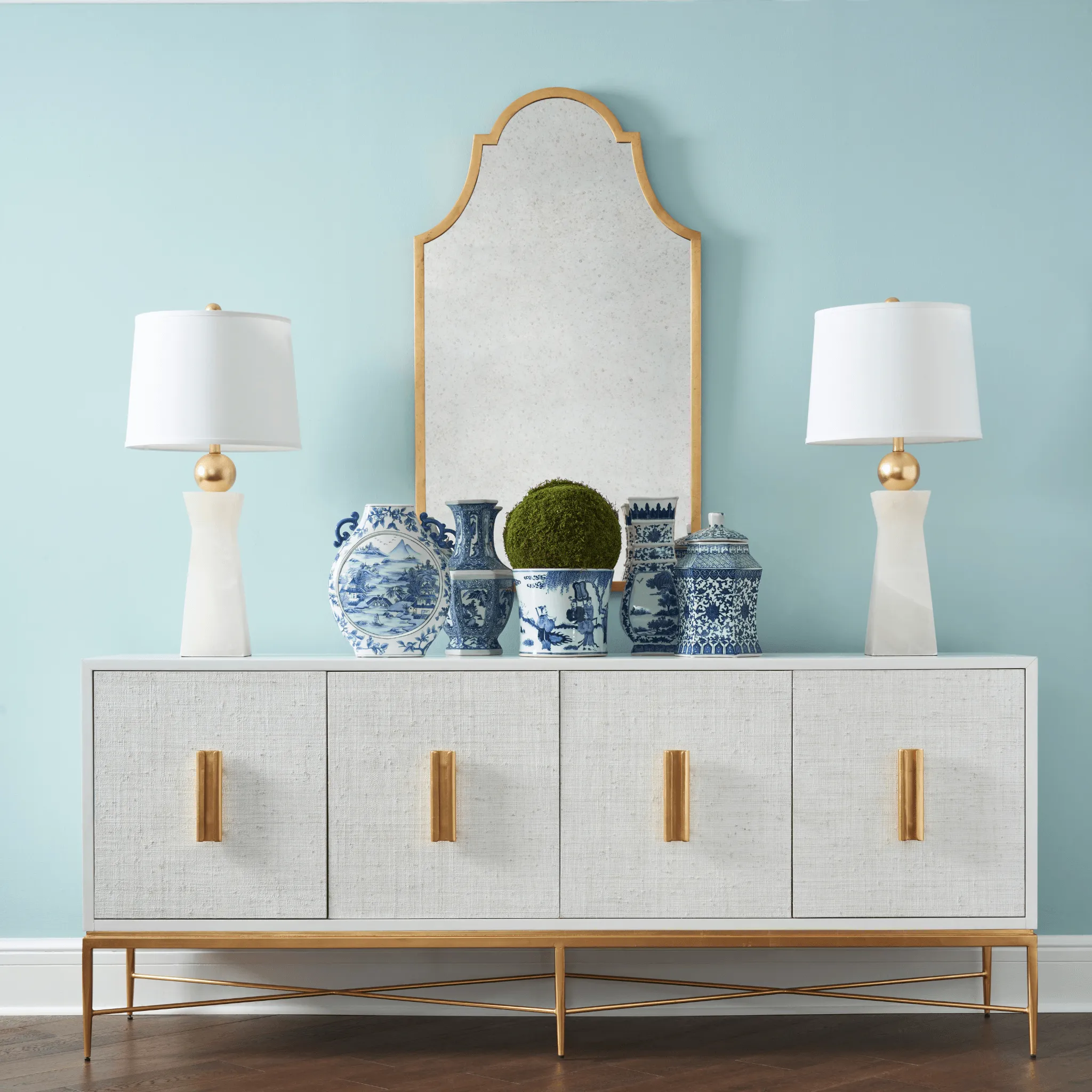 Gold Leaf Architectural Arch Wall Mirror
